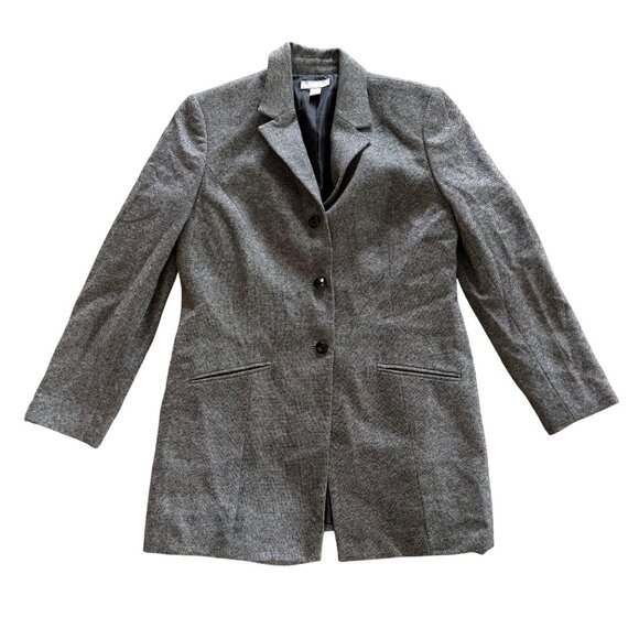 Nordstrom Womens Petite Black Gray Wool-Blend Blazer Size 10P - Picture 1 of 8